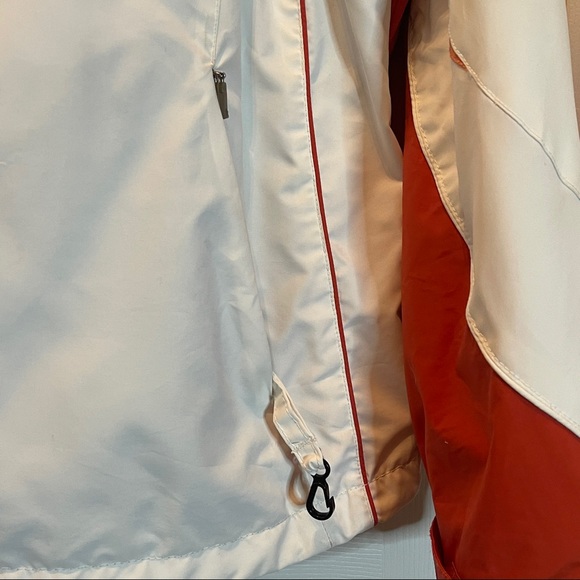 Columbia White w/Orange Coral Waterproof Breathable Jacket w/ hidden hood Size L - Picture 4 of 12